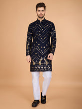 Blue Grey Heavy Sequence Work Designer Kurta